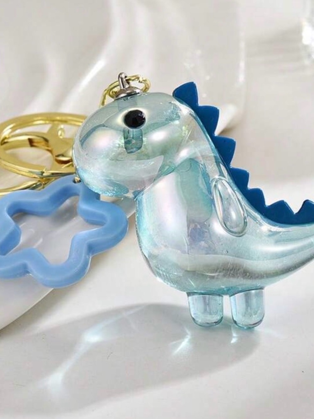Clear Blue Dinosaur Keychain/Bag Charm